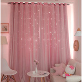 Cortina Blackout 2 Paneles Con Estrellas 132x213cm