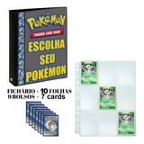 Fichário Pasta Álbum Pokemon + 10 Folhas + 6 Cartas