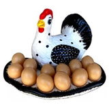 Enfeite Para Cozinha Porta Ovo De Cerâmica Suporte 12 Ovos