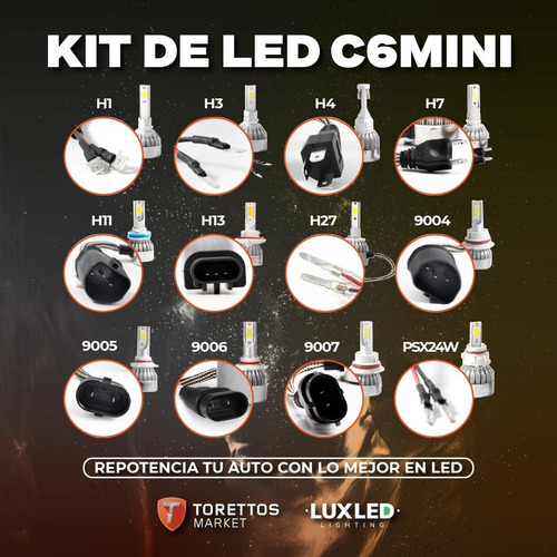 Kit Led C6 - Mini Faro Auto Moto Tecnologia Alemana H4  Foto 2