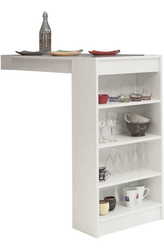 Mesa Barra Desayunador Estantes Melamina Minimalist 120 X 50