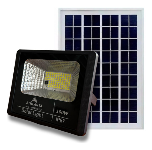 Refletor Led Externo 100w Solar Com Controle Original Com Nf
