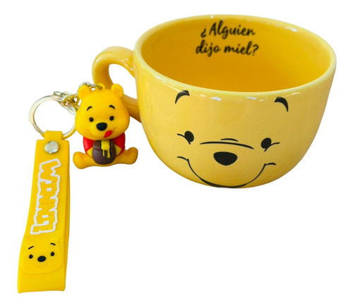 Taza Tazón Winnie Pooh Osito + Llavero 3d Goma Silicona 