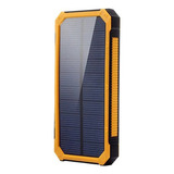 Cargador Portátil Recargable 20.000 Mah Solar Powerbank Color Naranja