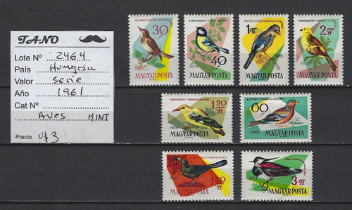 Lote2464 Hungria Serie Estampillas Año 1961 Aves Mint