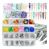 Etiquetas Y Calcomanías - 3 Boxes Nail Rhinestones Foil Flak