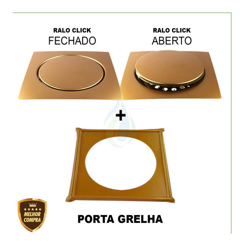 Ralo Click 15x15 Cm Inteligente Cores Inox + Porta Grelha