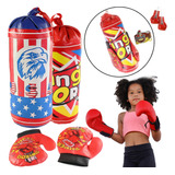 Brinquedo Infantil Saco De Pancada Luvas Boxe Treinamento