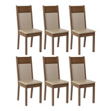 Kit 6 Cadeiras De Sala De Jantar Rustic/crema/bege Sintético Madesa 42805z6xpe