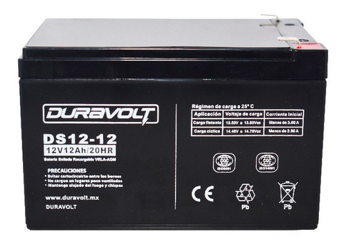 4 Baterías Sellada Ds12-12 Duravolt 12v 12ah Recargable Agm