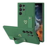 Funda Samsung Galaxy S22 Ultra Corazon Dorado/agarre Verde