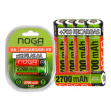 Pilas Aa Recargables Pack De 12 Noganet 2700mah 1.2 Pcreg