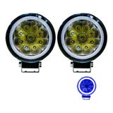 I O L 2 Faro Hiper Led Redondo 3 Pulgada Ojo Azul Moto +base