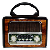 Radio Bluetooth Vintage Bocina Am/fm Y Linterna, Carga Solar Color Negro