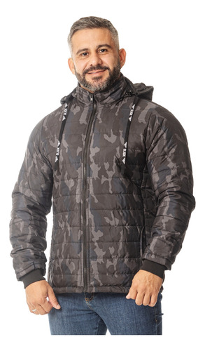 Jaqueta Masculina Forrada Puffer Bobojaco Camuflada P Ao Eg