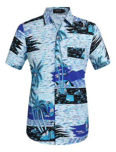 Camisa Hawaiana Sslr Estampada De Manga Corta Para Hombre