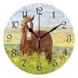 Reloj De Pared Caballo Y Campo De Flores, Reloj Decorat...