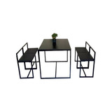 Conjunto Mesa 4 Cadeiras Pequena Estofado Preto Black Box