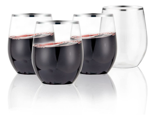 Copas De Vino Desechables Sin Tallo 24 Piezas Transparente