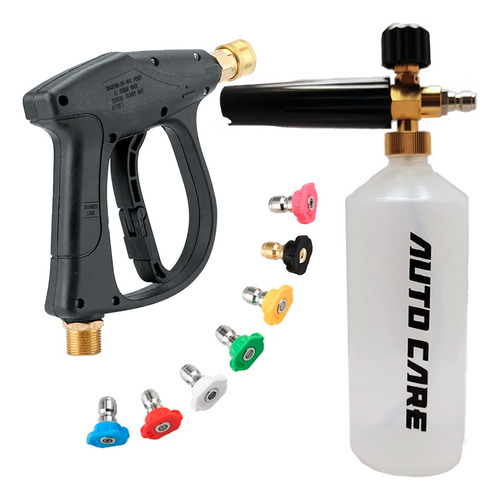 Pistola Corta Foam Lance Profesional Acople Rapido + 3 Picos