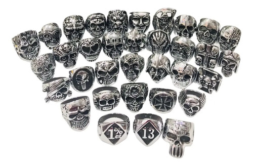 Anel De Caveira Em Cromo Prata Punk Rock Motoqueiro