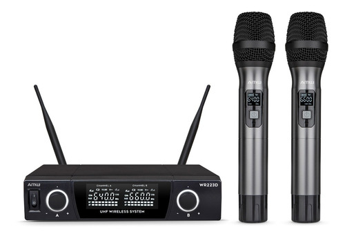 Amw Au230 Microfone Sem Fio Duplo Bastão Metal Digital Uhf !