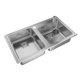 Bacha Cocina Doble Johnson Acero Quadra Q085 A + Dosificador