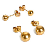 Pack De Aros Piercing Esferas 5mm 7mm Chapadas En Oro 18k