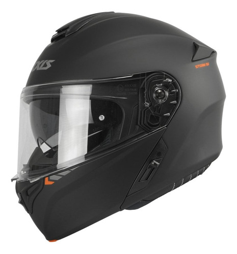 Casco Rebatible Moto Axxis Storm Solid A1 Negro Mate 