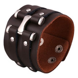 Pulsera De Cuero Hombre/mujer -brazalete Ancho Retro Punky