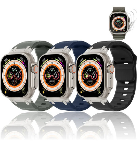 3 Correas + 3 Tpu Mica Para Apple Watch Ultra Se 9 8 7 6 5 4