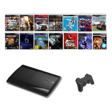 Playstation 3 Super Slim Ps3 81 Jogos Originais + The Last Of Us + Gta 5 + Pes 2018 + God Of War + Fifa 19 + Minecraft + Far Cry 4