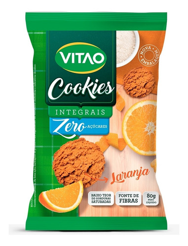 Cookie Zero De Laranja Display Com 10 Un. De 80g - Vitao