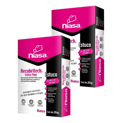 Niasa Recubritech Extra Fino Acabado Estuco Techos Muros 2pz | Envío gratis