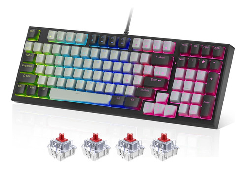 Teclado Mecánico Para Juegos Español Rgb Gamer De 98 Teclas