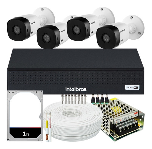 Kit 4 Cameras Intelbras Full Hd 20m 1220b 2mp 1080 Mhdx 1008