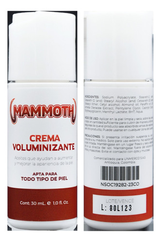 Mammoth Voluminizante Aceite Lubricante Maxima Duración