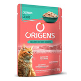 Kit Com 5 Sachês Origens Gatos Castrados Sabor Salmão 85g