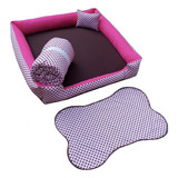 Cama Cachorros Grande Kit Cachorro Gg Cama +edredom E Tapete Cor Rosa