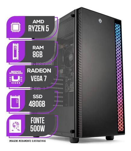 Pc Gamer Mancer, Amd Ryzen 5 4600g, 8gb Ddr4, Ssd 480gb