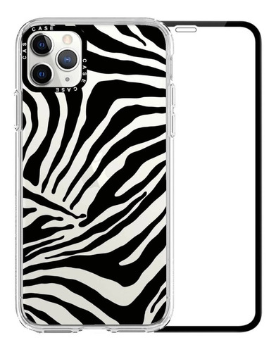 Carcasa Funda Animal Print Zebra + Lámina Vidrio Para iPhone