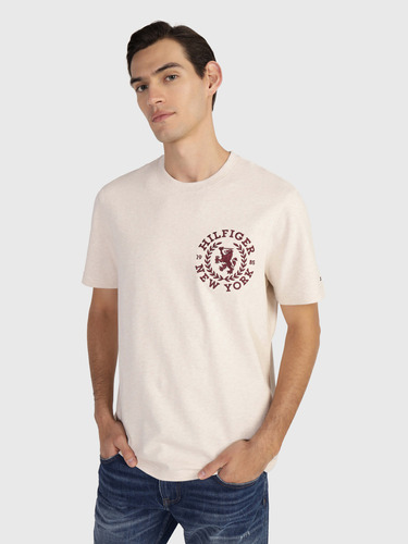 Playera Punto Con Logo Blanco Escudo Hombre Tommy Hilfiger