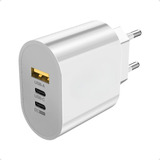 Fonte Carregador Universal 2 Tipo C 1 Usb Bivolt Para iPhone