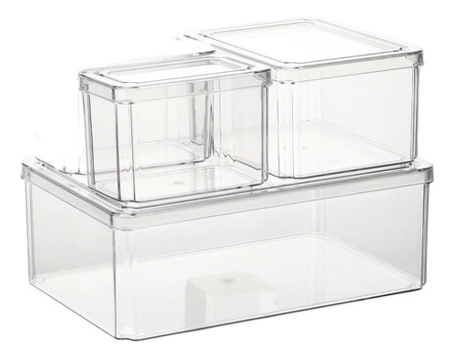 Cubo Apilable Para Refrigerador Organizador Nevera Pack De 3