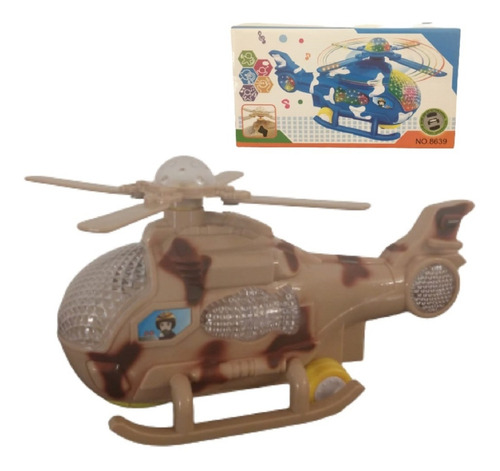 Helicoptero Camuflado Militar C Luz Sonido Primera Infancia