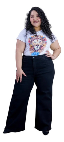 Jeans Talla Extra Wide Leg Pantalón Mezclilla Stretch Mujer