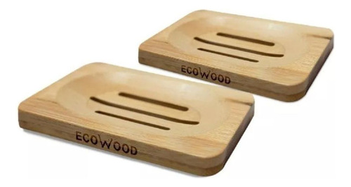 Ecowood Jabonera De Bambú Rejilla Plana - Set De 2 Piezas