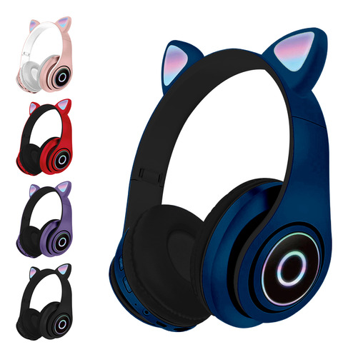 Fone De Ouvido Bluetooth Sem Fio Orelha Gato Cat Luzes Led