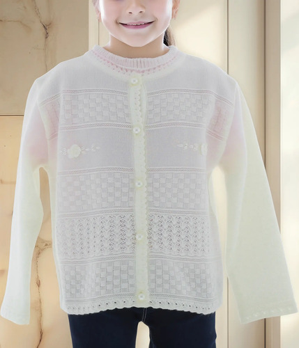 Sueter Niña Tejido 3186 Beige Claro - Hueso 2 A 16 Años