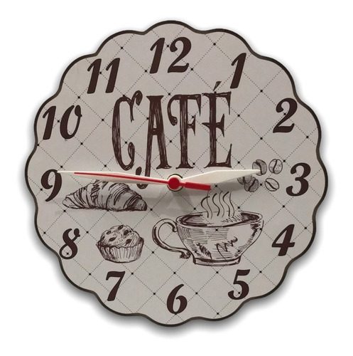 Relógio Decorativo De Parede De Cozinha Café G Madeira Mdf 